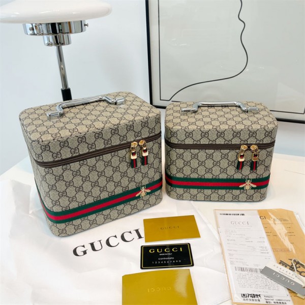 Gucci グッチ ブランド 化粧ポーチ メイクポーチ 2点セット 大容量 持ち運び 大きめ コスメポーチ 化粧ぽーち かわいい 可愛い 軽量 防水 バニティポーチ コスメぽーち こすめぽーち メイクぽーち 化粧箱SサイズとＬサイズ2点セット