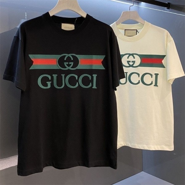 ハイブランド Gucci  Tシャツ 夏 グッチ 半袖tシャツ レディース tシャツ 上着 メンズ カジュアル Tシャツ カットソー ペアカップル 大人の 上質Tシャツ トップス