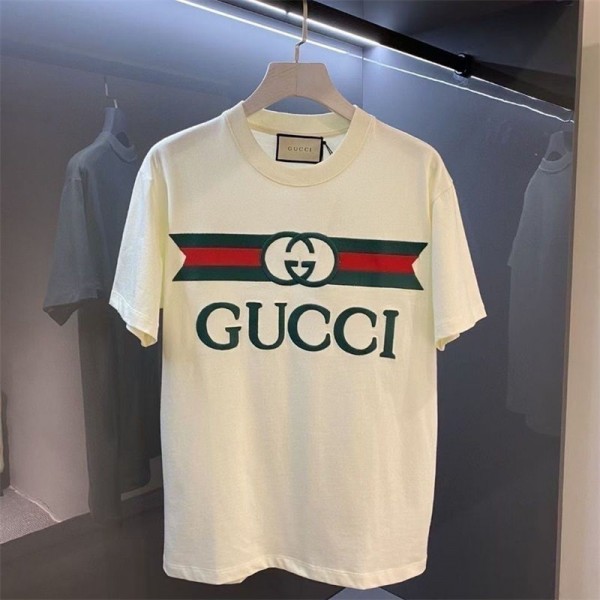 ハイブランド Gucci  Tシャツ 夏 グッチ 半袖tシャツ レディース tシャツ 上着 メンズ カジュアル Tシャツ カットソー ペアカップル 大人の 上質Tシャツ トップス