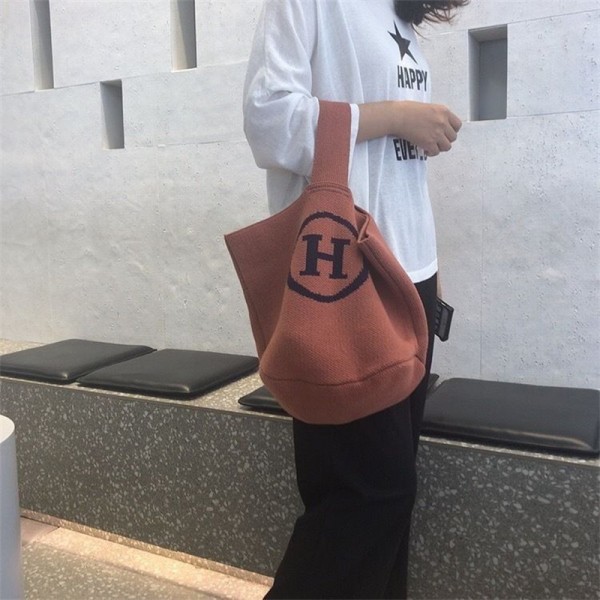 ブランド Hermes エルメス ニットバッグ ミニ トートバッグ レディース 小さめ エコバック おしゃれ サブバッグミニバッグ 手提げ かばん 柔らかい 折りたためる 軽量 かわいい トレンド