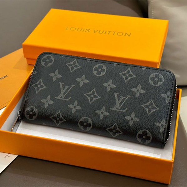 Lv ルイヴィトン ハイブランド 財布 メンズ 長財布 カーボンレザー  多カード収納 ラウンドファスナー 大容量 防水 小銭入れ お札入れ 紳士 ビジネス モノグラム柄