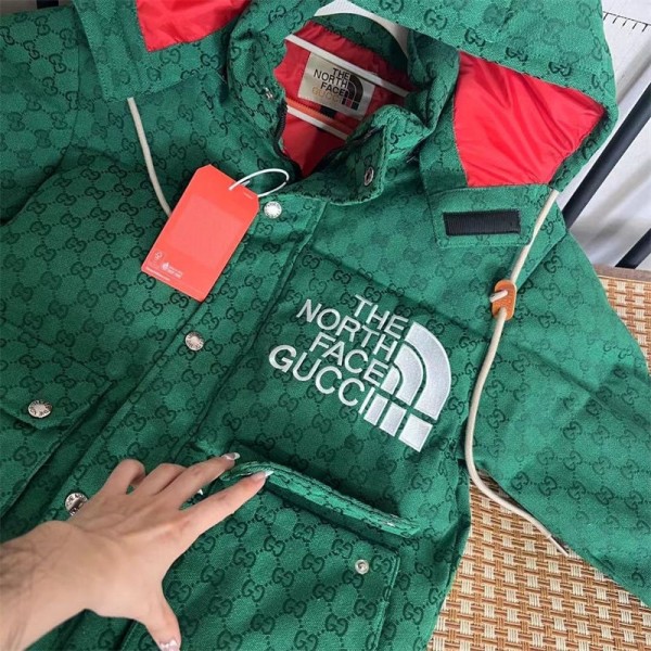 ザノースフェイス ＆GUCCI ブランドダウンコート メンズ コート THE NORTH FACE＆グッチダウンジャケット 防寒 ダブルジッパー 男女兼用 カジュアル 通勤 厚手 大きい ダウンジャケット 中綿 フード付き ボリュームネック