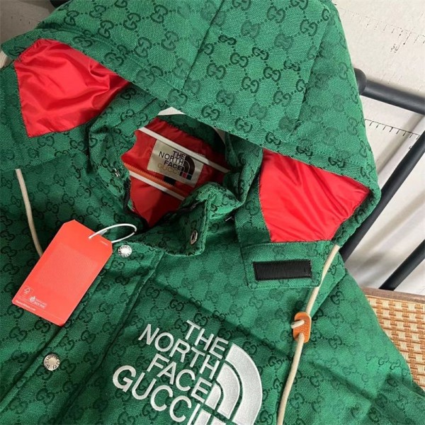 ザノースフェイス ＆GUCCI ブランドダウンコート メンズ コート THE NORTH FACE＆グッチダウンジャケット 防寒 ダブルジッパー 男女兼用 カジュアル 通勤 厚手 大きい ダウンジャケット 中綿 フード付き ボリュームネック