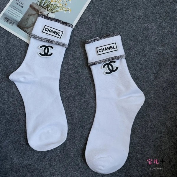 シャネル ブランド 靴下 ソックス くるぶし CHANEL フットカバー ミドルソックス スクール ギフト プレゼント 学生 春 夏 秋 冬 レディース オシャレ 流行り シンプル 綿ソックス