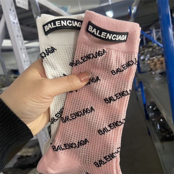 Balenciaga 靴下 バレンシアガ ハイブランド ソックス 綿製 2足セット ブランド ストッキング 大人気ブランドミドルソックス 高品質上質な コットン ハイソックス くつした