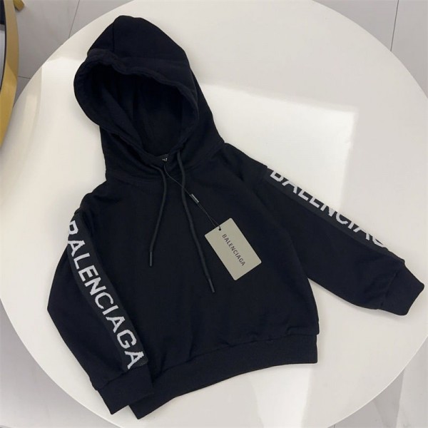 Balenciaga バレンシアガ ブランド キッズ服 春秋スウェット パンツ セットアップ 2点上下セット トレーナー プルオーバー フード付きパーカー 長袖 キッズ ジュニア 子供服 トレーニングウェア スポーツウェア 