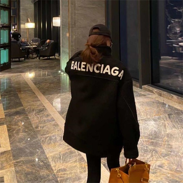 Balenciaga バレンシアガハイブランドボア  レディース  ボア ジャケット ビッグシルエット オーバーサイズ アウター 裏起毛 あったか ボリューム もこもこ 防寒 ゆるっと可愛い S - L