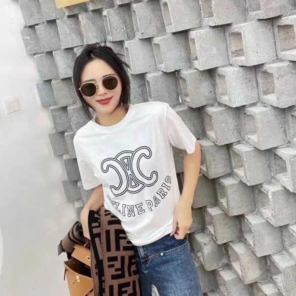 CELINE セリーヌブランドtシャツカットソー コピーハイブランドtシャツ偽物レディースメンズ夏tシャツブランドかわいい大人の上質Tシャツ S - 5XL