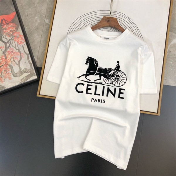 CELINE セリーヌ tシャツ 上着 ブランド 半袖tシャツ ブランド 服 コピー 激安屋Tシャツ トップス ペアカップル 20代 30代40代tシャツ 激安 パロディ 韓国 メンズ レディース ペアルック