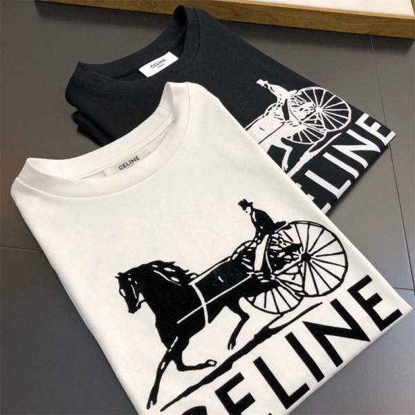 CELINE セリーヌ tシャツ 上着 ブランド 半袖tシャツ ブランド 服 コピー 激安屋Tシャツ トップス ペアカップル 20代 30代40代tシャツ 激安 パロディ 韓国 メンズ レディース ペアルック