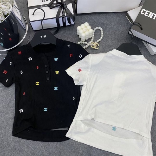 Chanel シャネルtシャツハイブランド夏ハイブランド半袖tシャツ男女兼用Tシャツカットソーペアカップル20代 30代40代tシャツ 35 - 55KG適用 激安パロディ 2色