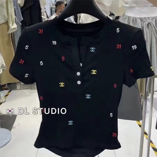 Chanel シャネルtシャツハイブランド夏ハイブランド半袖tシャツ男女兼用Tシャツカットソーペアカップル20代 30代40代tシャツ 35 - 55KG適用 激安パロディ 2色