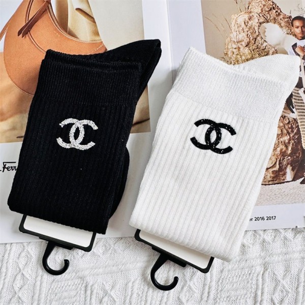 Chanel シャネルハイブランド ソックス 2足セット 綿製レディース向け 靴下 かわいいブランドストキング 高品質ブランドソックス 男女兼用 ファッション