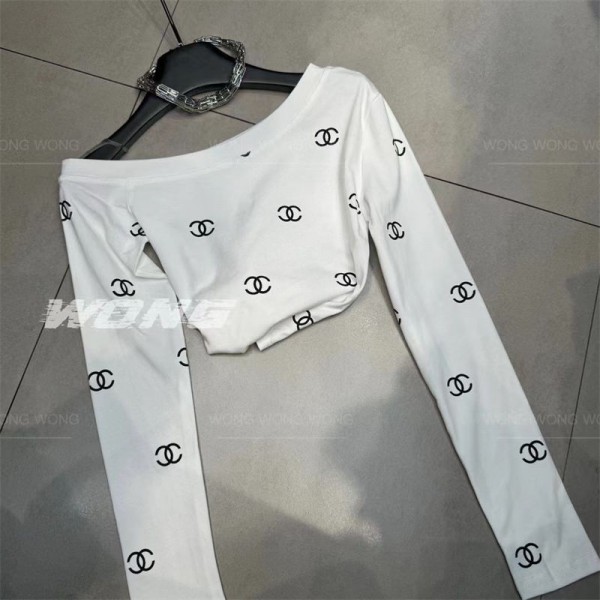 Chanel シャネルブランドtシャツ 秋 カットソー コピー長袖tシャツブランドかわいい20代 30代40代tシャツ 激安パロディ大人の上質Tシャツ 春秋