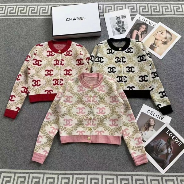 Chanel シャネル ブランド カーディガン レディース ニット  ゆったり 体型カバー 保温 暖かい レトロ 可愛い カジュアル リブ トップス アウター  厚手 通勤 秋 冬