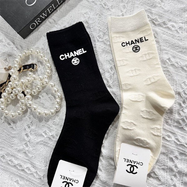 Chanel シャネル ハイブランド ソックス 綿製レディース向け 靴下 かわいい 2点セット 浅口ソックス 女の子好き 韓国ブランドソックス 男女兼用 ファッション