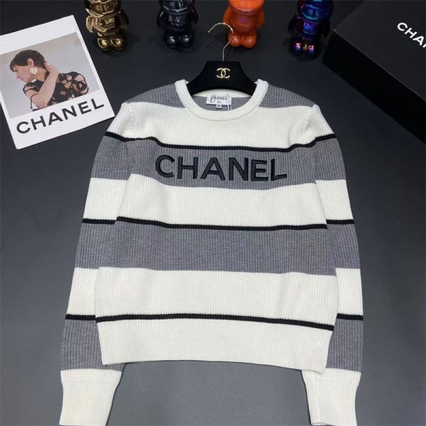 Chanel シャネル ブランド セーター レディース ニット ボーダー柄 カットソー 長袖 ゆったり おしゃれ カジュアル 可愛い 着痩せ 普段着 通勤 春 秋 冬 ファッション