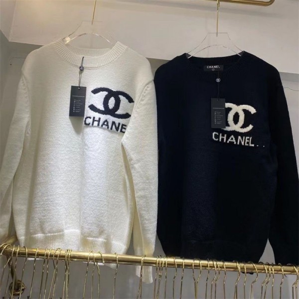 シャネル ブランド ニット レディース セーター Chanel トップス 長袖 クルーネック 春 秋 冬 ニュールック 重ねる着便利 着回しやすい 着痩せ 高伸縮 リブ カットソー ニットソー インナー カジュアルS - XL