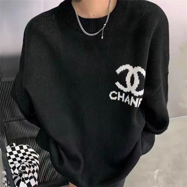 シャネル ブランド ニット レディース セーター Chanel トップス 長袖 クルーネック 春 秋 冬 ニュールック 重ねる着便利 着回しやすい 着痩せ 高伸縮 リブ カットソー ニットソー インナー カジュアルS - XL