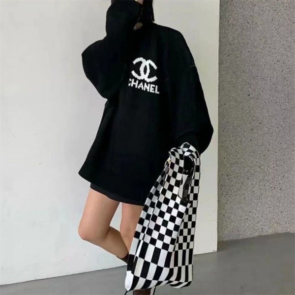 シャネル ブランド ニット レディース セーター Chanel トップス 長袖 クルーネック 春 秋 冬 ニュールック 重ねる着便利 着回しやすい 着痩せ 高伸縮 リブ カットソー ニットソー インナー カジュアルS - XL