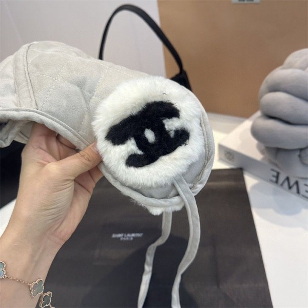 Chanel シャネルブランド パイロットキャップ イヤーフラップ付き シンプル フライトキャップ 裏ボア キルティング ボンバー 防寒 耳あて アウトドア メンズ レディース