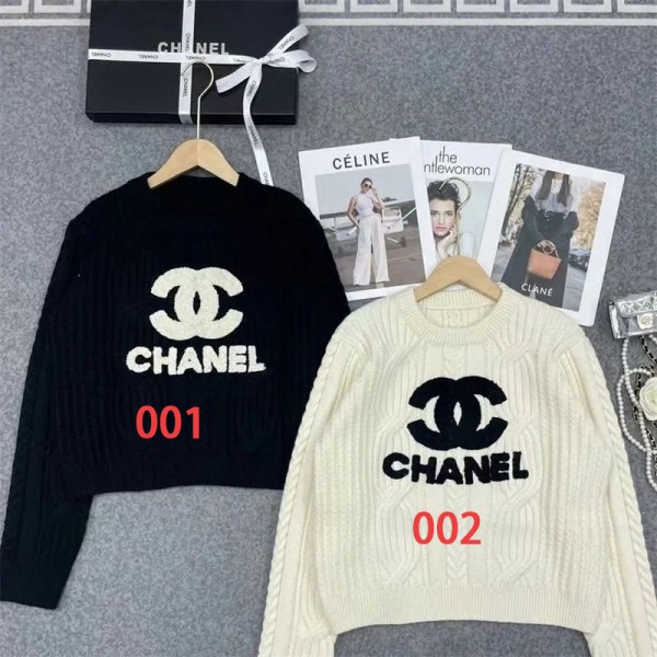 Chanel シャネルブランドニット Vネック セーター インナー レディース トップス 高伸縮 ニットソー カットソー 着痩せ 小顔 カジュアル 長袖 リブ フリーサイズ 秋 冬 春 S - L