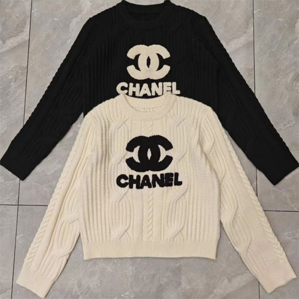 Chanel シャネルブランドニット Vネック セーター インナー レディース トップス 高伸縮 ニットソー カットソー 着痩せ 小顔 カジュアル 長袖 リブ フリーサイズ 秋 冬 春 S - L