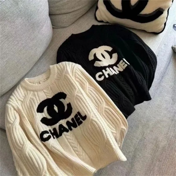 Chanel シャネルブランドニット Vネック セーター インナー レディース トップス 高伸縮 ニットソー カットソー 着痩せ 小顔 カジュアル 長袖 リブ フリーサイズ 秋 冬 春 S - L