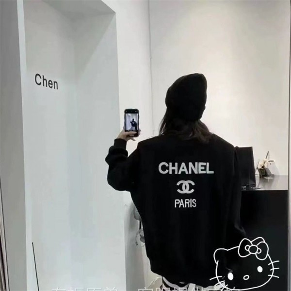 Chanel シャネル スウェット 裏起毛 ハイブランド 秋冬オーバーサイズパーカー ブランドトレーナー 秋冬服 パーカースウェット偽物 男女兼用 M - 3XL