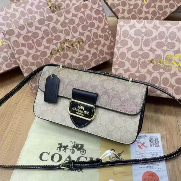 Coach コーチ肩掛けバッグブランドショルダーバッグ レディース 小さめ 肩掛けバッグ ミニバッグ 肩掛け 斜めがけ 多層 防水 軽量 大容量 レザー ショルダーストラップ