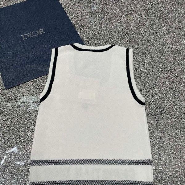 Dior ディオール ハイブランドtシャツ レディース ノースリーブ ニット ショート丈 カットソー トップス リブニット ハイネック タートルネック セーター 薄手 スリム  モックネック