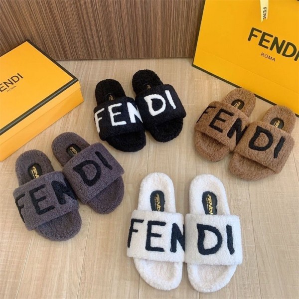 ブランド Fendi フェンディ ファッション 室内履き スリッパ 女性用 男性用 モコモコハウススリッパ 室内用 寝室フリース地 ルームシューズ アンチスキッド ゴム底 暖かい