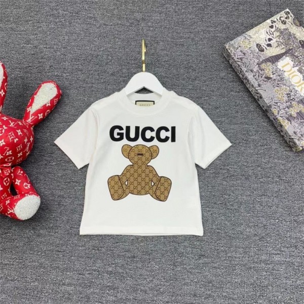 Gucci グッチ ブランド 子供服 Tシャツ ハーフパンツ 2点セット ファッション 潮流 定番ロゴ 半袖 半ズボン キッズ服 90-160cm