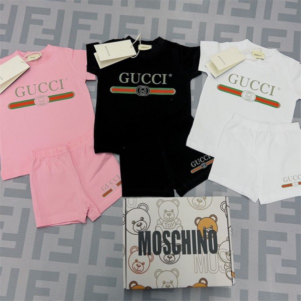 Gucci グッチ 子供服 男の子 セットアップ 夏服 半袖 Tシャツ ハイブランド キッズ服 ハーフパンツ 上下セット 子供 ジャージ 上下セット ガールズ カジュアル 韓国 お洒落  半袖スウェット セットアップ キッズ 出産祝い 子供の日プレゼント