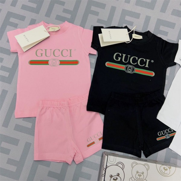 Gucci グッチ 子供服 男の子 セットアップ 夏服 半袖 Tシャツ ハイブランド キッズ服 ハーフパンツ 上下セット 子供 ジャージ 上下セット ガールズ カジュアル 韓国 お洒落  半袖スウェット セットアップ キッズ 出産祝い 子供の日プレゼント