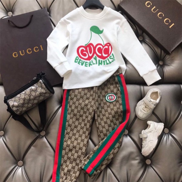 ハイブランドGucci キッズ服 パーカー 上下セット グッチ子供服 スウェット 子供用セット長袖＋ズボン上下セットかわいい かわいい 長袖 長パンツ キッズ 裏起毛 子供パジャマ 春秋冬