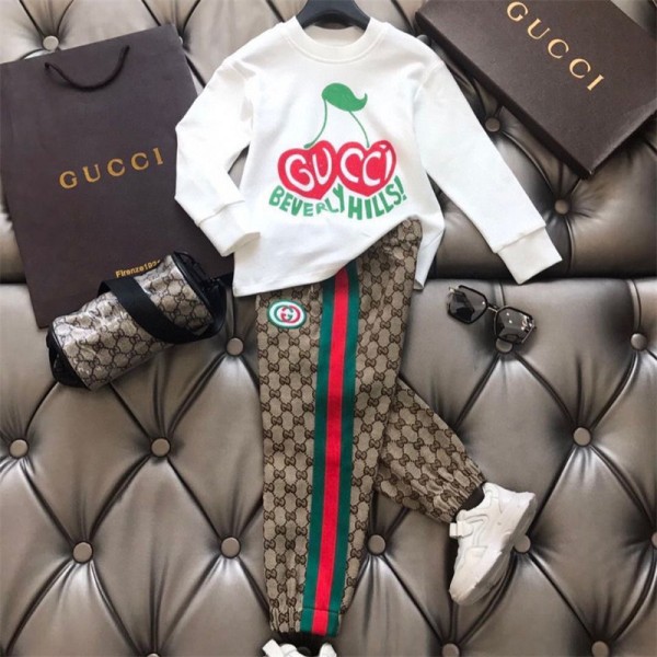 ハイブランドGucci キッズ服 パーカー 上下セット グッチ子供服 スウェット 子供用セット長袖＋ズボン上下セットかわいい かわいい 長袖 長パンツ キッズ 裏起毛 子供パジャマ 春秋冬