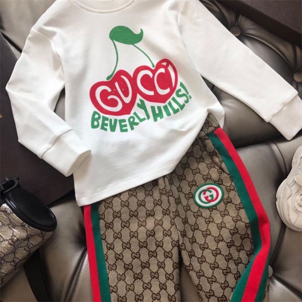 ハイブランドGucci キッズ服 パーカー 上下セット グッチ子供服 スウェット 子供用セット長袖＋ズボン上下セットかわいい かわいい 長袖 長パンツ キッズ 裏起毛 子供パジャマ 春秋冬