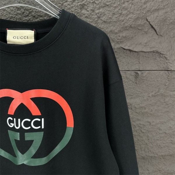 ブランド Gucci グッチ パーカー メンズ ビッグシルエット オーバーサイズ スウェットパーカー 春秋 丸首 トレーナー ゆったり 長袖 トップス フードなし 男女兼用 シンプル 柔らかい 上着 アウター オーバーサイズ M～3XL