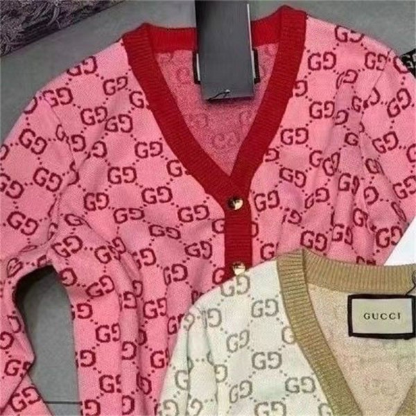 ブランド Gucci グッチ カーディガン レディース ニットセーター Vネックカーディガン 通勤 通学 羽織 女子 ニット 上着 アウター シンプル 春秋冬 ファッション 激安