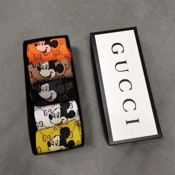 Gucci グッチハイブランド ソックス 綿製レディース向け 靴下 かわいい浅口ソックス 女の子好き 韓国上質な コットン ソックス くつした 5足セット