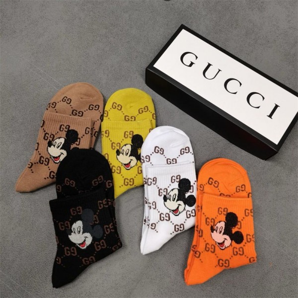 Gucci グッチハイブランド ソックス 綿製レディース向け 靴下 かわいい浅口ソックス 女の子好き 韓国上質な コットン ソックス くつした 5足セット