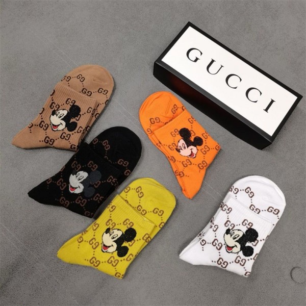 Gucci グッチハイブランド ソックス 綿製レディース向け 靴下 かわいい浅口ソックス 女の子好き 韓国上質な コットン ソックス くつした 5足セット