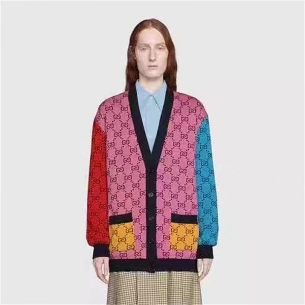 Gucci ハイブランド カーディガン グッチ ニット セーター あったか カーデガン レディース メンズ 大きいサイズ ゆったり GG柄 ロング 長袖 ニット 前開きボタン きれいめ お洒落 モコモコ