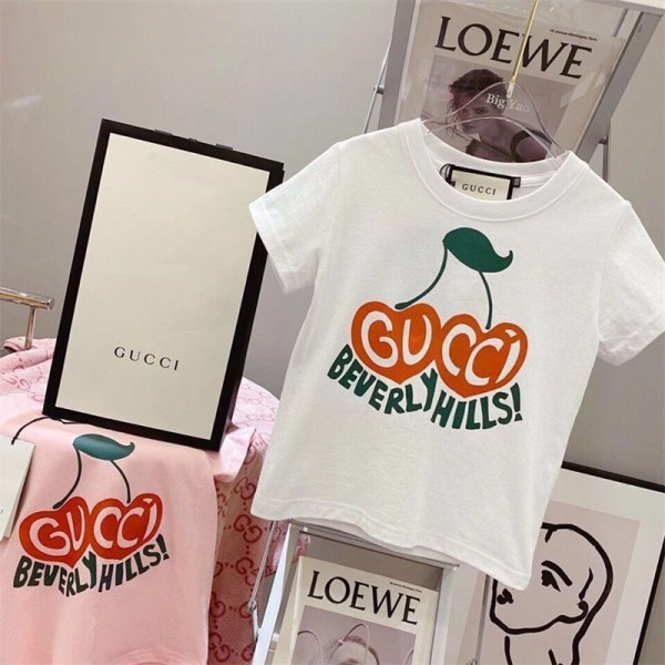 Gucci グッチ ブランドtシャツ カットソー 子供 ブランドtシャツ キッズ服 ブランドtシャツ 高品質Tシャツカットソー プリント柄 100 - 150cm