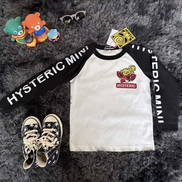 流行りブランドHysteric Glamour ヒステリックグラマー長袖tシャツ子供服 tシャツ キッズ 男の子 長袖 ロングtシャツ キッズ ロンT ジュニア 秋 100％綿 ルームウェア 部屋着 アウトドア  通気性 かわいい おしゃれ ボーイズ 肌着 90 100 110 120 130 140 150 160cm