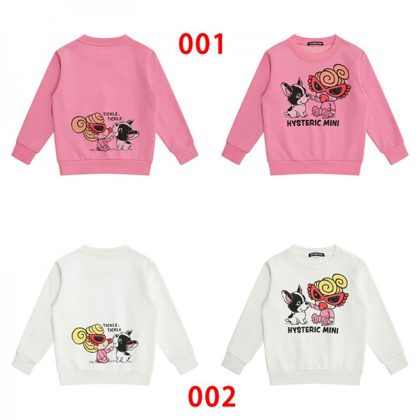 HYSTERIC ヒステリック ハイブランド パーカー 子供服 ロングTシャツ キッズ トレーナー 綿 トップス 長袖 上着 丸襟 子供服 春秋冬 絣染め お洒落 スタンドカラー 90 100 110 120 130 140 150 160cm