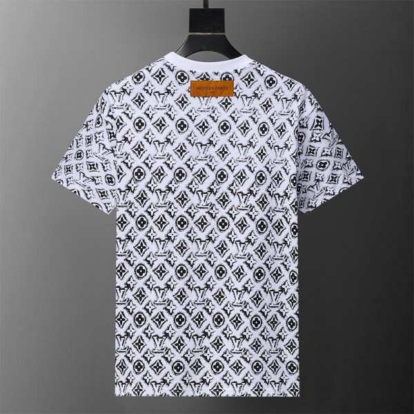 Lv ルイヴィトンtシャツハイブランド夏シャツ上着ブランド半袖tシャツ韓国 トップス 丸首tシャツ 大人の上質Tシャツ コットン製 柔らかい メンズ セレブ愛用 モノグラムTシャツ