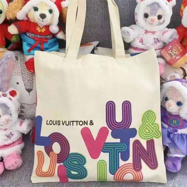 Lv ルイヴィトンハイブランドキャンバス生地 トートバッグ  プリント柄 ショルダー コットン 帆布バッグ 肩掛け 手提げ おしゃれ ペイント