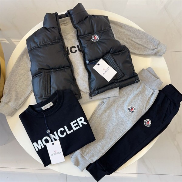 Moncler モンクレールブランドパーカー 子供服 ジャージス 上下セット キッズ 中綿コート ダウンジャケット 暖かい パーカー パンツ ズボン セットアップ 長袖 運動着 シンプル おしゃれ ゆったり 韓国風 ガールズ 春 秋 冬